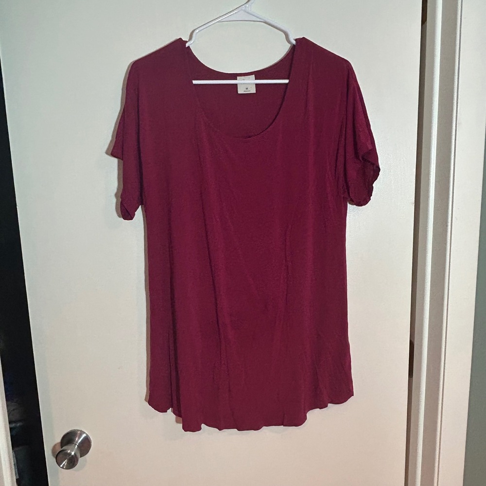 Soma Intimates Burgundy Scoop Neck Short Sleeve Lounge‎ Sleep Tee Size Medium